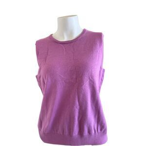 Cherokee L women’s sweater vest candy purple sleeveless cotton round neck